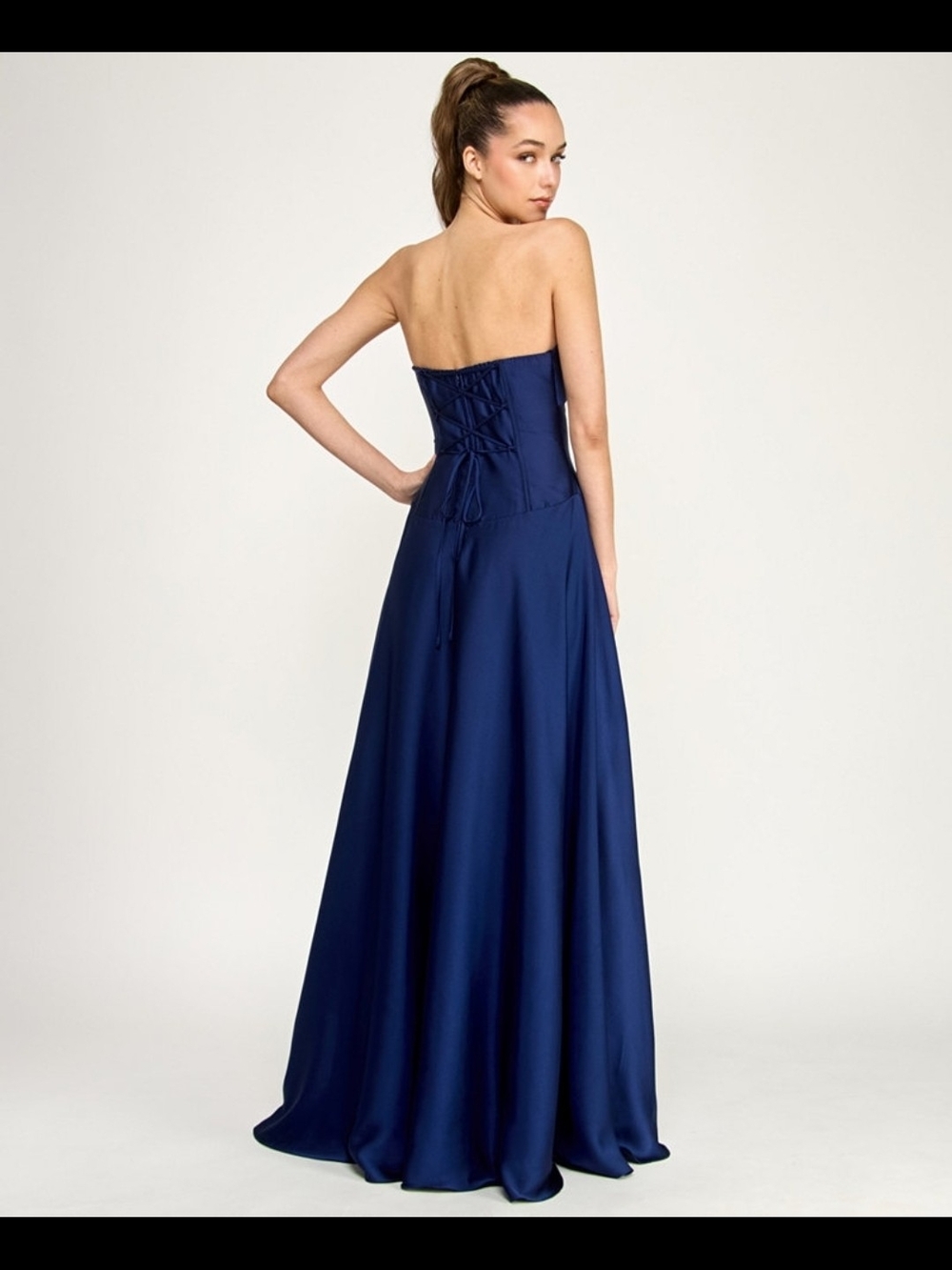 Alex & Sophia Juniors' Strapless V-Notch Slit Skirt Gown Size 11/12 prom(zipper) - Picture 3 of 10